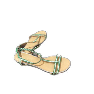 Talbots Gingham Low Wedge Sandals - Green Clover/White Daisy Size 10M